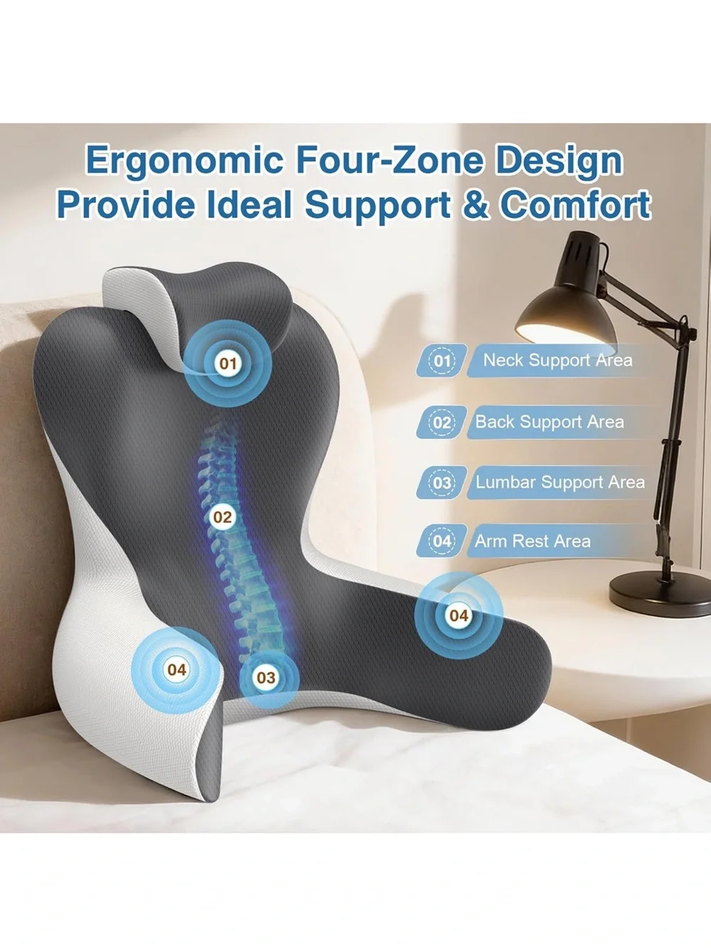 Reading pillow for sitting in bed 22”H back pillow for sitting up